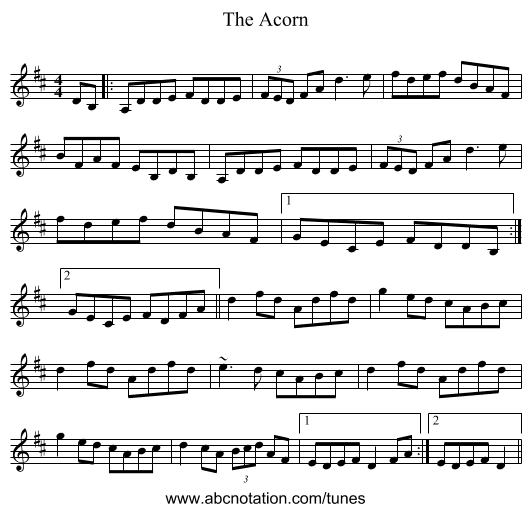 The Acorn - staff notation