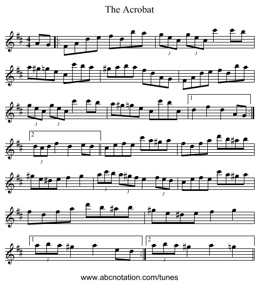 The Acrobat - staff notation