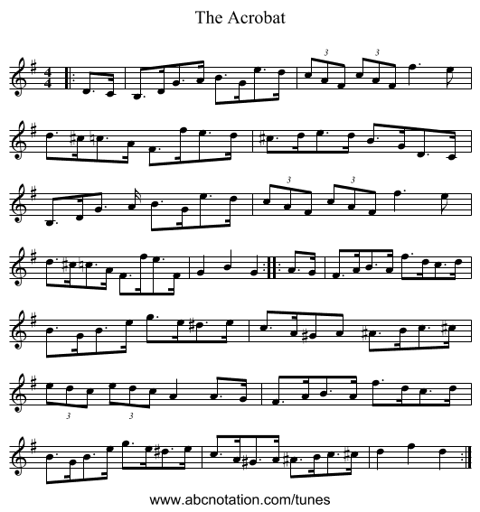 The Acrobat - staff notation