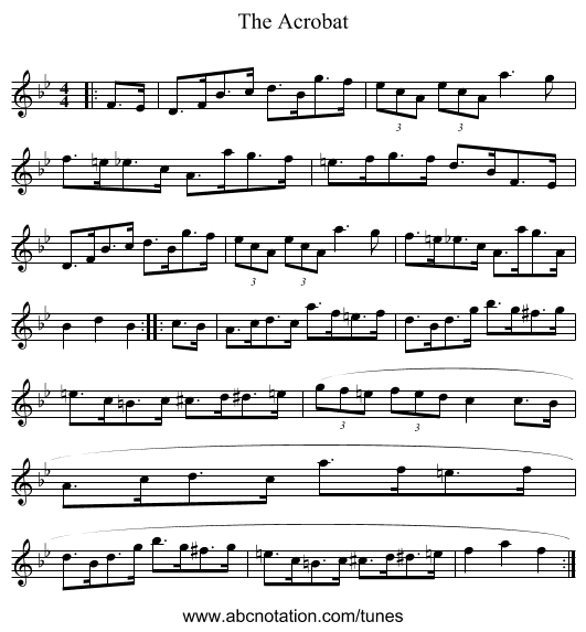 The Acrobat - staff notation