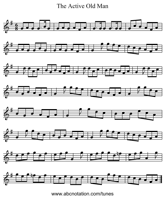 The Active Old Man - staff notation