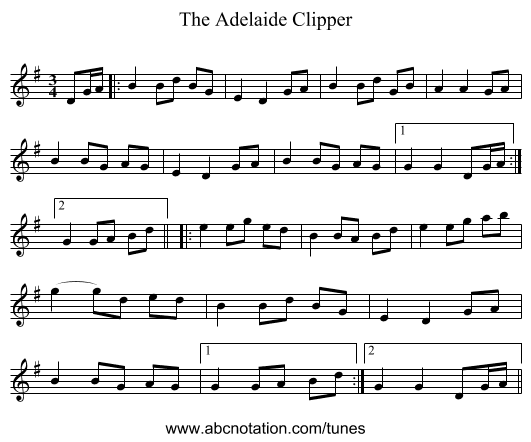 The Adelaide Clipper - staff notation