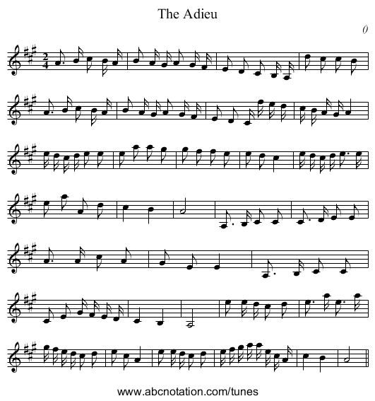 The Adieu - staff notation