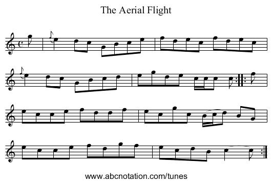 The Aerial Flight - staff notation