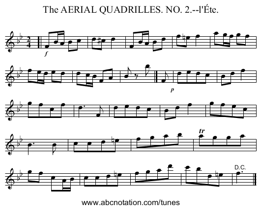 The AERIAL QUADRILLES. NO. 2.--l'&Eacute;te. - staff notation