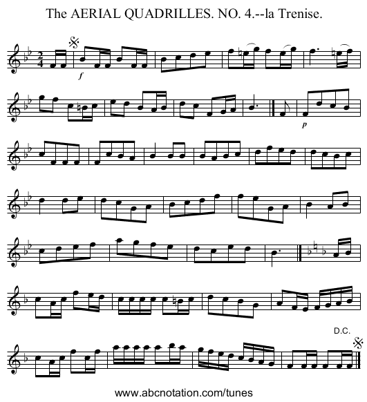 The AERIAL QUADRILLES. NO. 4.--la Trenise. - staff notation