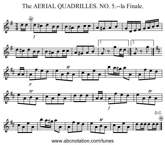 The AERIAL QUADRILLES. NO. 5.--la Finale. - staff notation