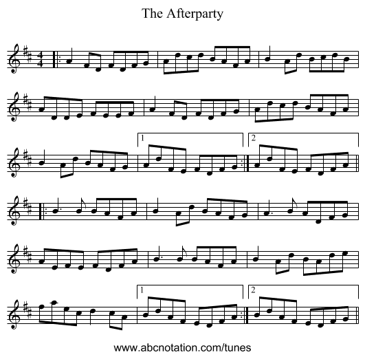 The Afterparty - staff notation