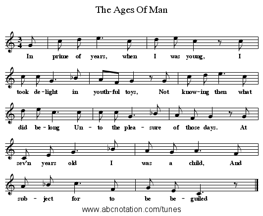 The Ages Of Man - staff notation