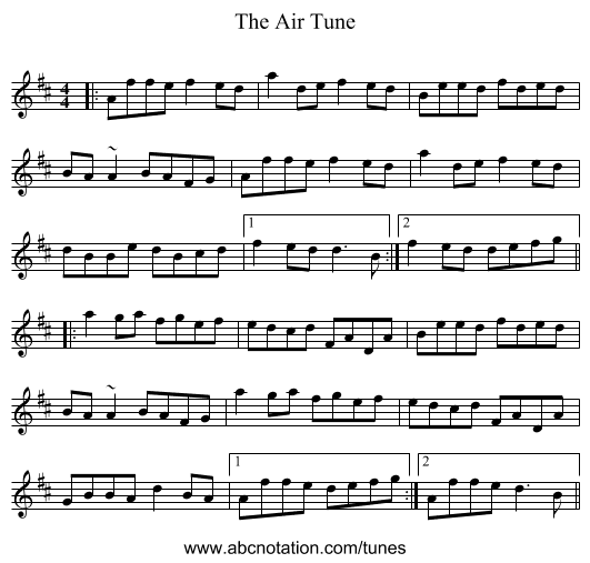 The Air Tune - staff notation