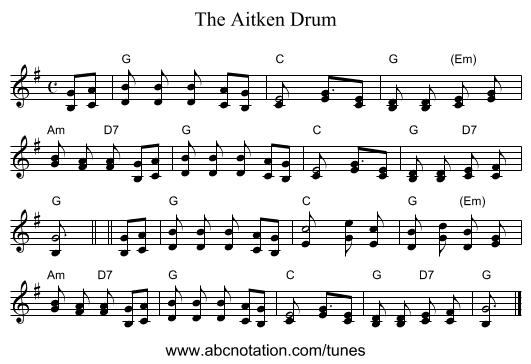 The Aitken Drum - staff notation