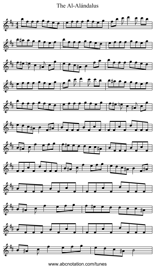 The Al-Alándalus - staff notation