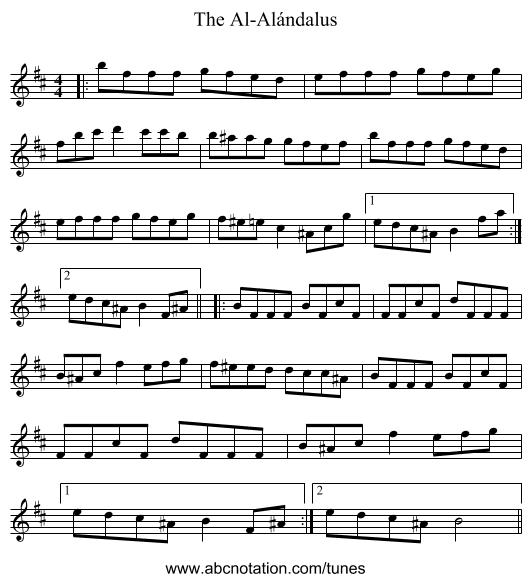 The Al-Alándalus - staff notation