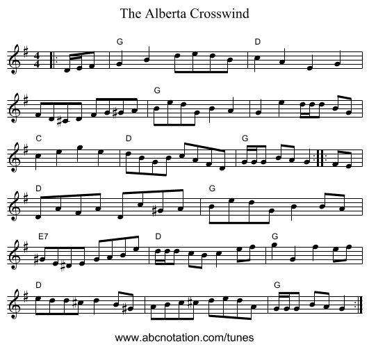 The Alberta Crosswind - staff notation