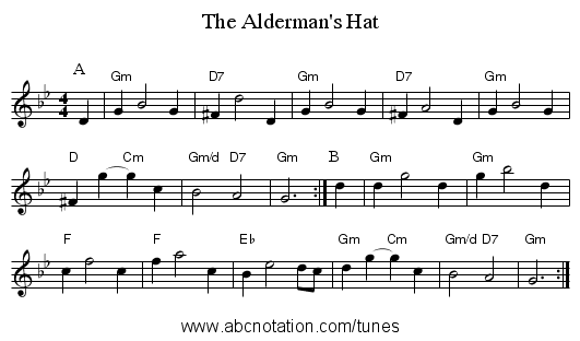 The Alderman's Hat - staff notation