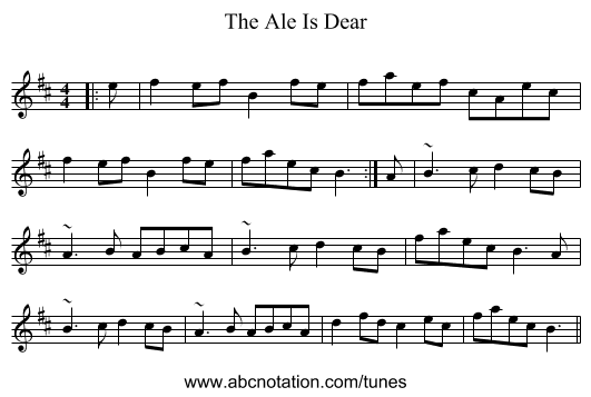 The Ale Is Dear - staff notation