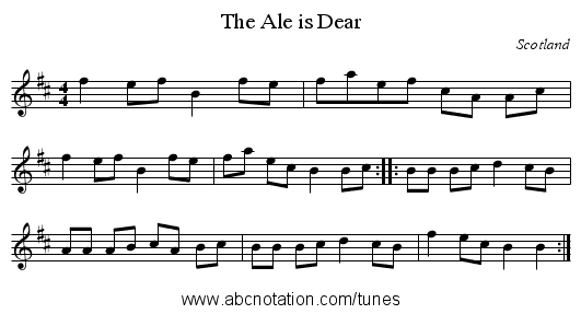 The Ale is Dear - staff notation
