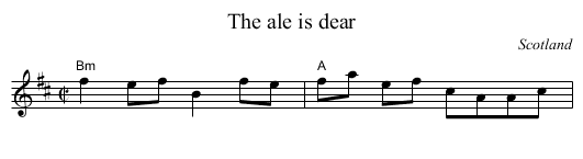 The ale is dear - staff notation