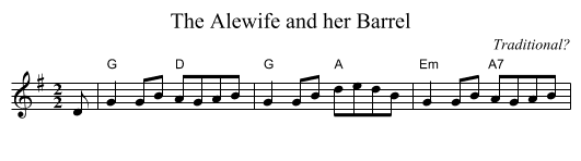 The Alewife and her Barrel - staff notation