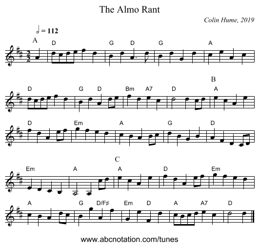 The Almo Rant - staff notation
