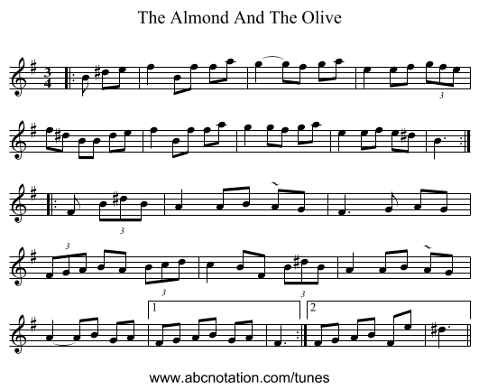 The Almond And The Olive - staff notation