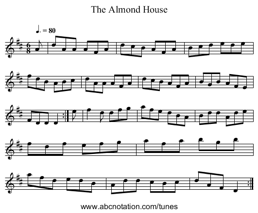 The Almond House - staff notation