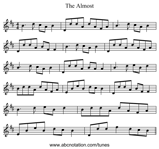 The Almost - staff notation
