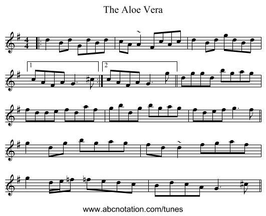The Aloe Vera - staff notation