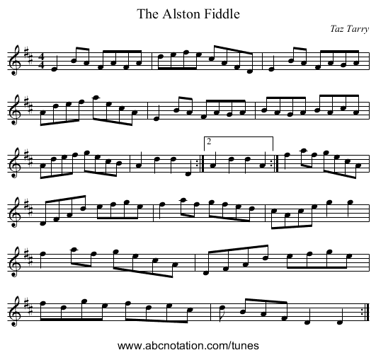 The Alston Fiddle - staff notation