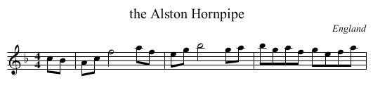 the Alston Hornpipe - staff notation