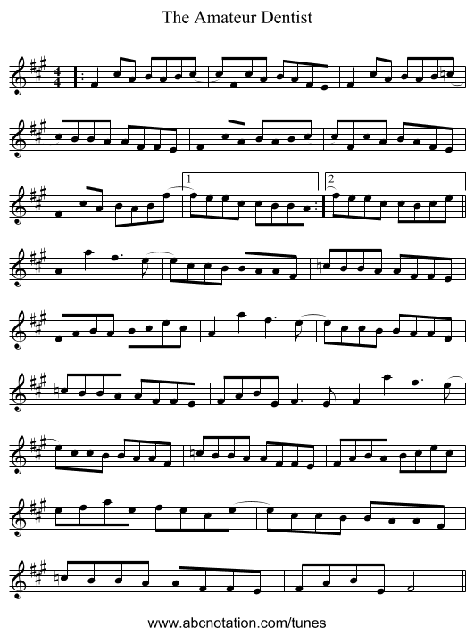 The Amateur Dentist - staff notation