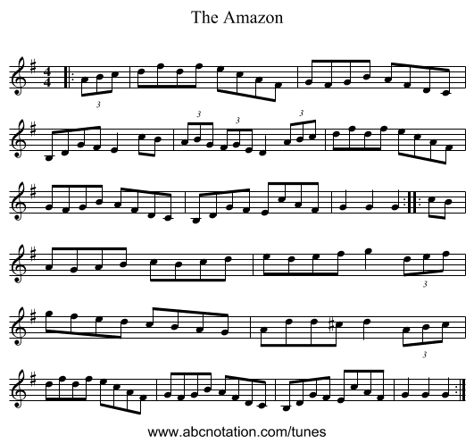 The Amazon - staff notation