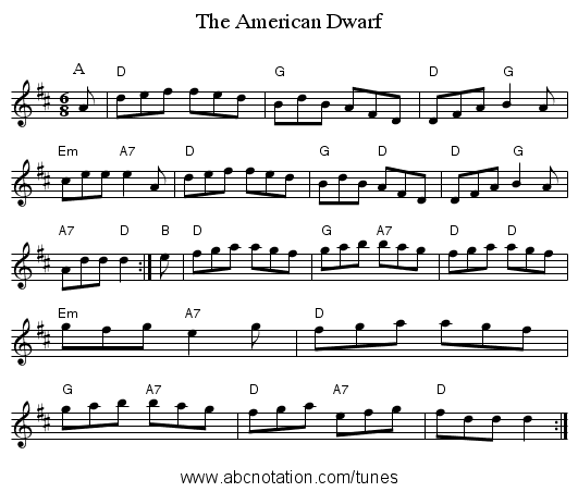 The American Dwarf - staff notation
