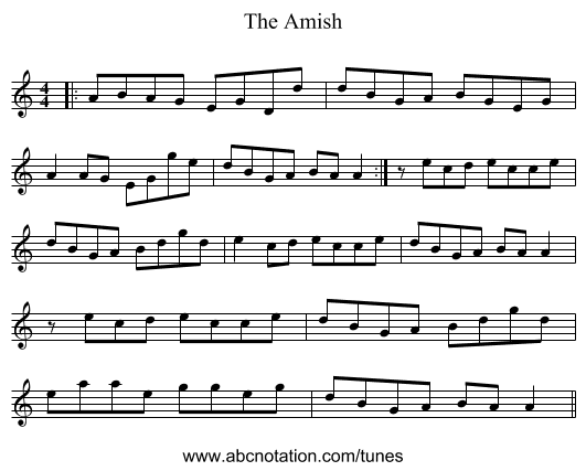 The Amish - staff notation
