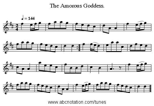 The Amorous Goddess. - staff notation