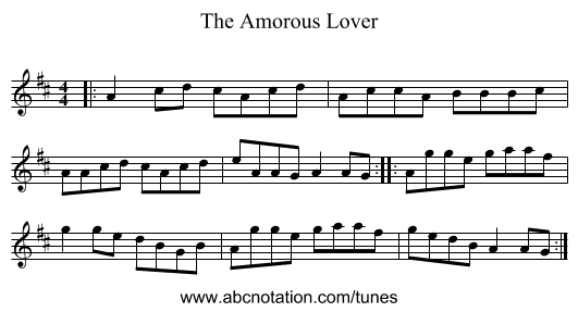 The Amorous Lover - staff notation