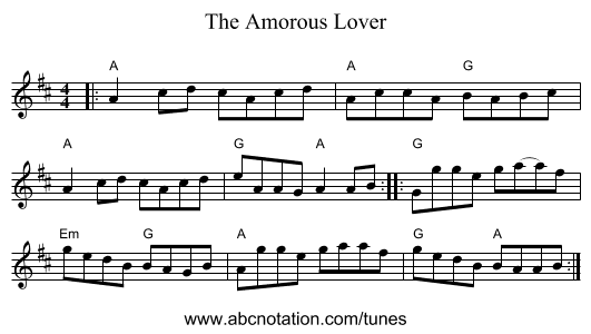The Amorous Lover - staff notation