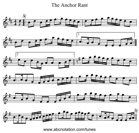 The Anchor Rant - staff notation