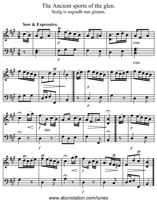 The Ancient sports of the glen. - staff notation