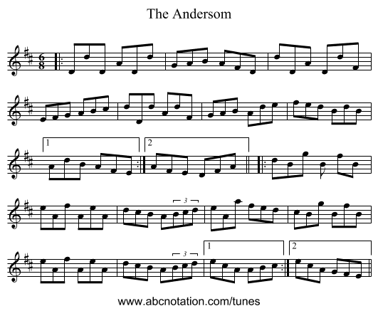 The Andersom - staff notation