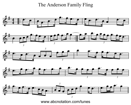 The Anderson Family Fling - staff notation