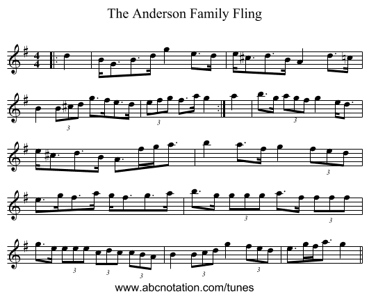 The Anderson Family Fling - staff notation