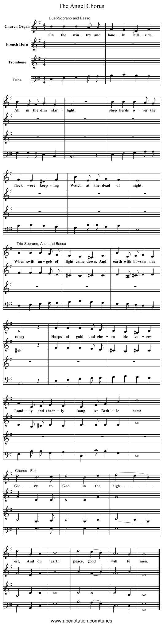 The Angel Chorus - staff notation