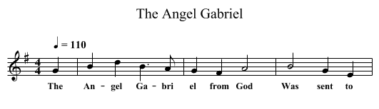 The Angel Gabriel - staff notation