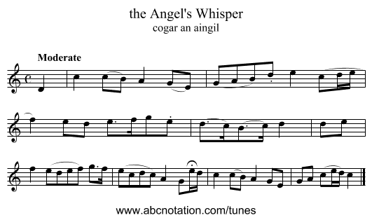 the Angel's Whisper - staff notation