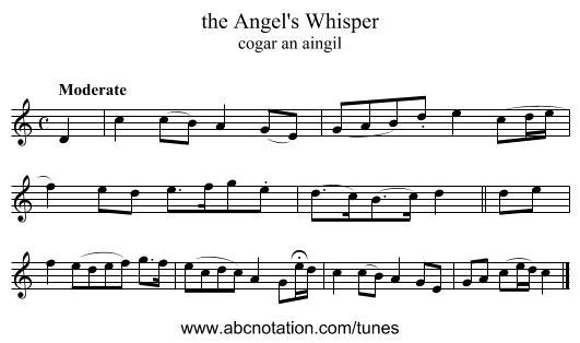 the Angel's Whisper - staff notation