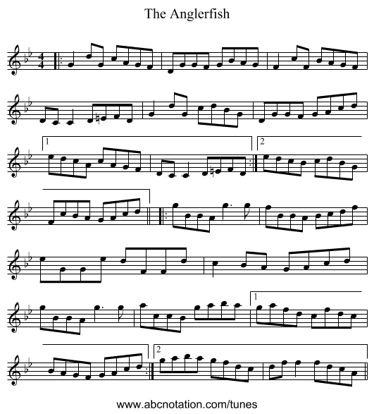 The Anglerfish - staff notation