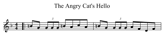The Angry Cat's Hello - staff notation