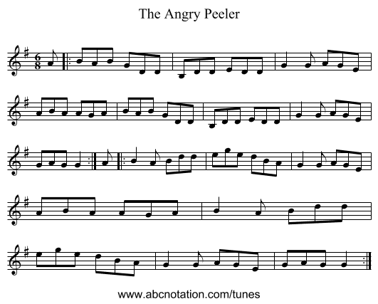 The Angry Peeler - staff notation