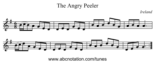The Angry Peeler - staff notation